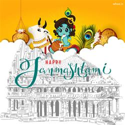 Happy Janmashtami With Bal Krishna & Dahi Handi HD Wallpaper